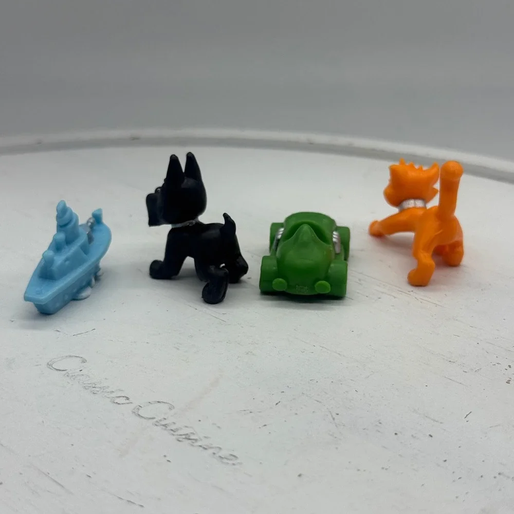 Monopoly Jr Token Replacement Lot 4 Orange Cat Green Car Black Dog Blue Boat